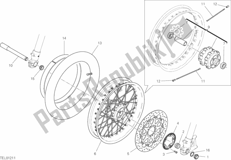 Tutte le parti per il Ruota Anteriore del Ducati Scrambler Desert Sled Thailand 803 2020